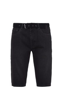 Pierre Cardin - Мъжки дънкови къси панталони Web Belt Denim, Черен
