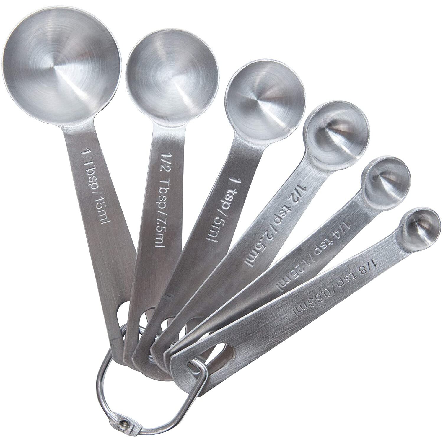 Set 6 linguri masurare, YSF, Otel inoxidabil, Argintiu