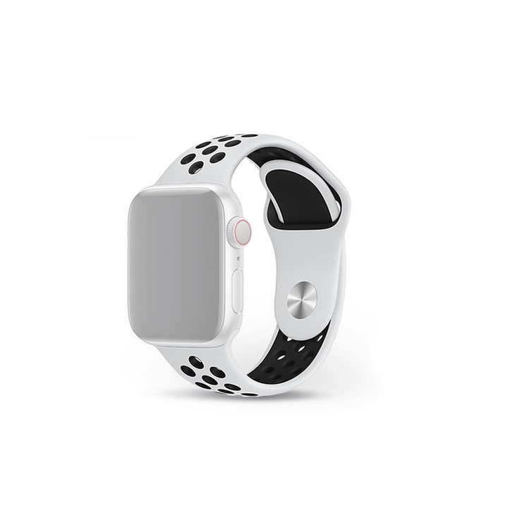 Apple Watch lyukacsos sport szíj - Devia Deluxe Series Sport2 Band - 38/40/41 mm- fehér/fekete