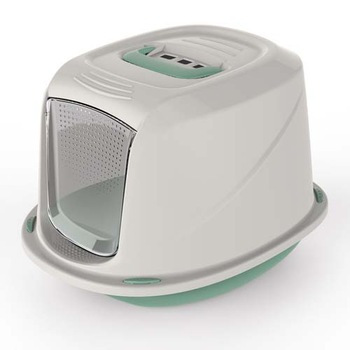 Litiera pisici cu filtru, Cobbys Pet, Galaxy Deluxe, 45x36x31.5 cm, Acoperita, Plastic, Alb/Verde Litiera pisici cu filtru, Cobbys Pet, Galaxy Deluxe, 45x36x31.5 cm, Acoperita, Plastic, Alb/Verde