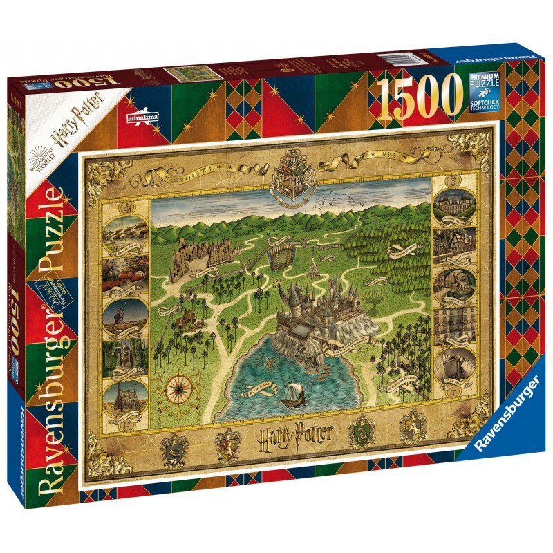 Puzzle Harry Potter Hogwarts Map , 1500 piese , 80x60cm, Negru