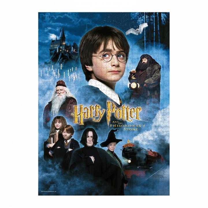Puzzle Harry Potter - Harry Potter and the Sorcerer's Stone, 1000 piese, 70x50cm, Negru
