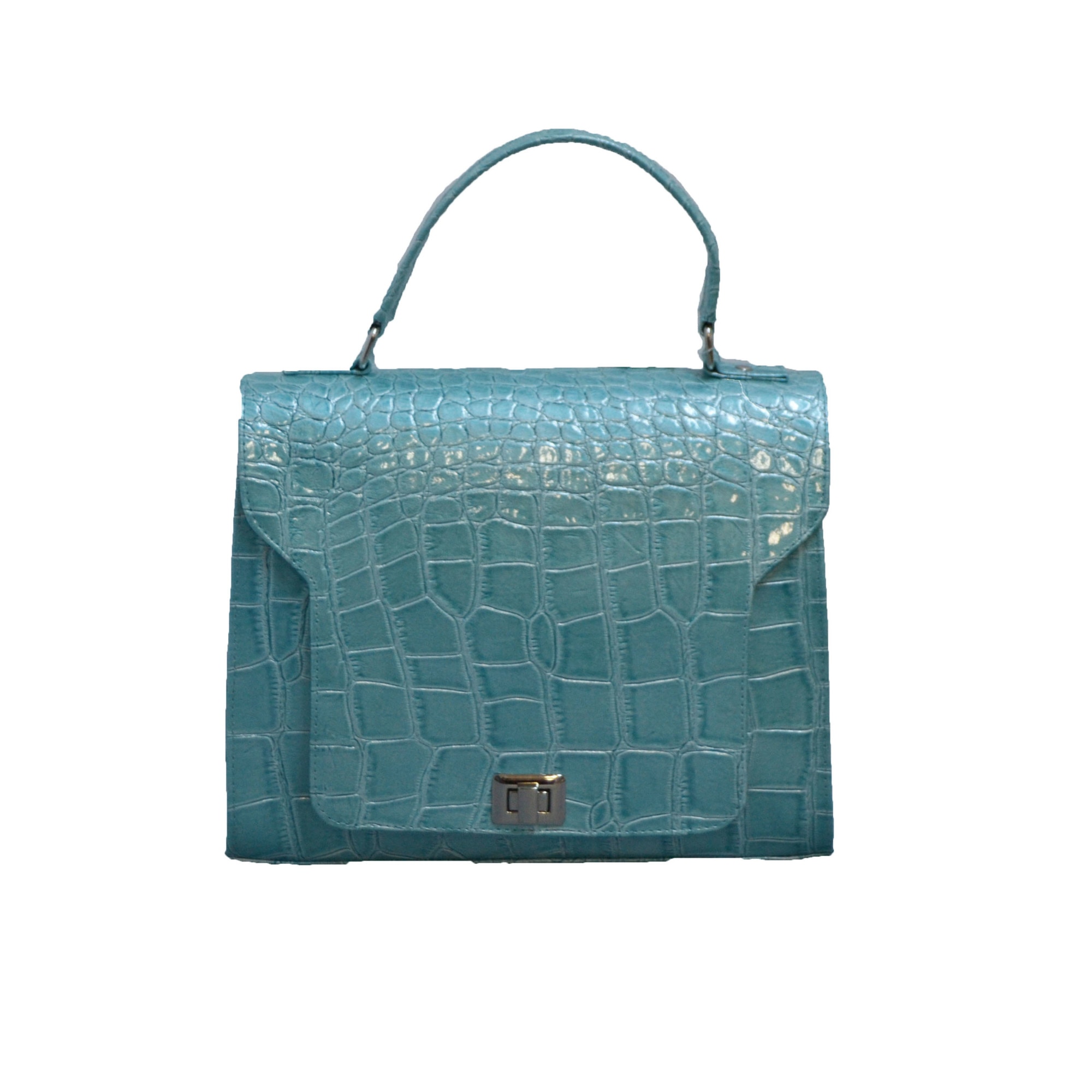 Geanta dama,office,Zea, din piele naturala, albastru, 30x12x21 cm