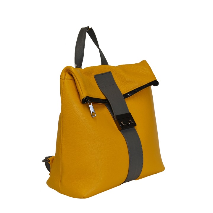 Zea Női hátizsák természetes bőrből, sárga, 28x12x32cm