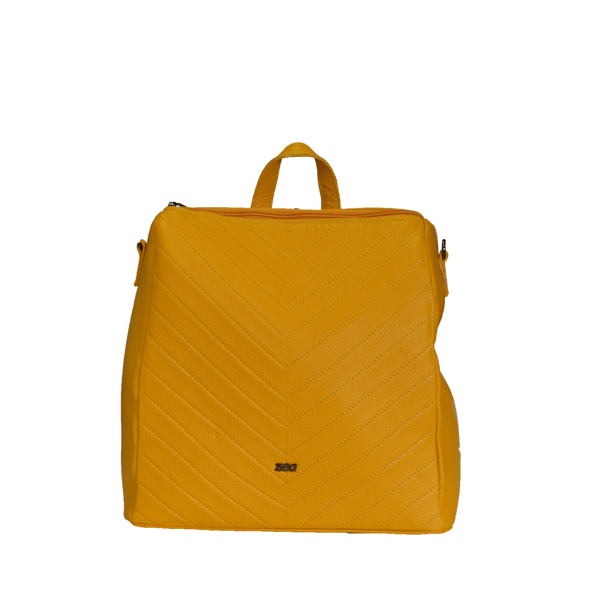 Rucsac dama din piele naturala, Zea, galben, 28x12x33cm