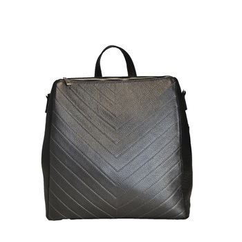 Rucsac dama din piele naturala, Zea, negru/gri metalizat, 28x12x33cm Rucsac dama din piele naturala, Zea, negru/gri metalizat, 28x12x33cm