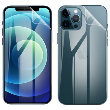 Folie de protectie plastic pentru iPhone 12 / 12 Pro fata / spate transparenta Folie de protectie plastic pentru iPhone 12 / 12 Pro fata / spate transparenta