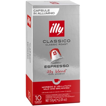 Capsule cafea Illy Classico Espresso, intensitate 5, 10 bauturi x 40 ml, compatibile cu sistemul Nespresso®, 10 capsule aluminiu Capsule cafea Illy Classico Espresso, intensitate 5, 10 bauturi x 40 ml, compatibile cu sistemul Nespresso®, 10 capsule aluminiu