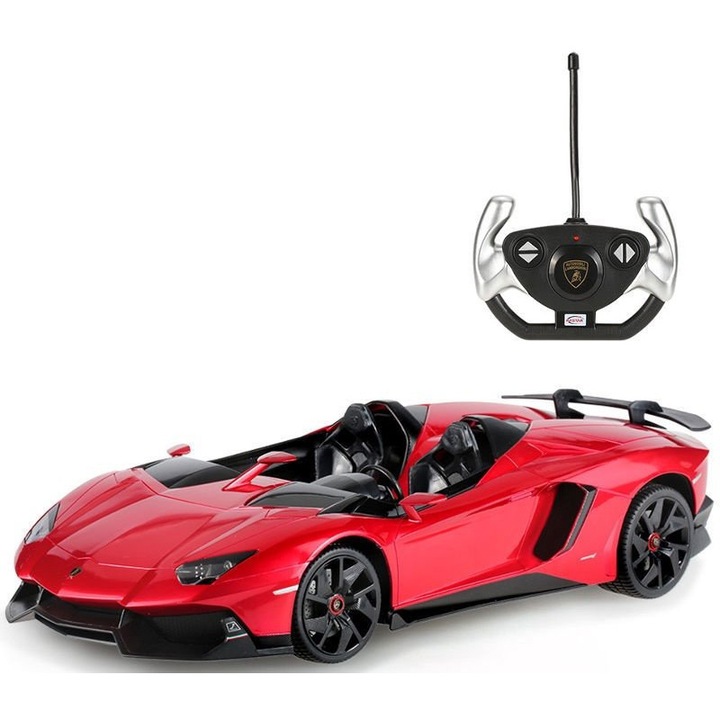 Masinuta Rastar RC - Lamborghini Aventador J, rosu, 1:12
