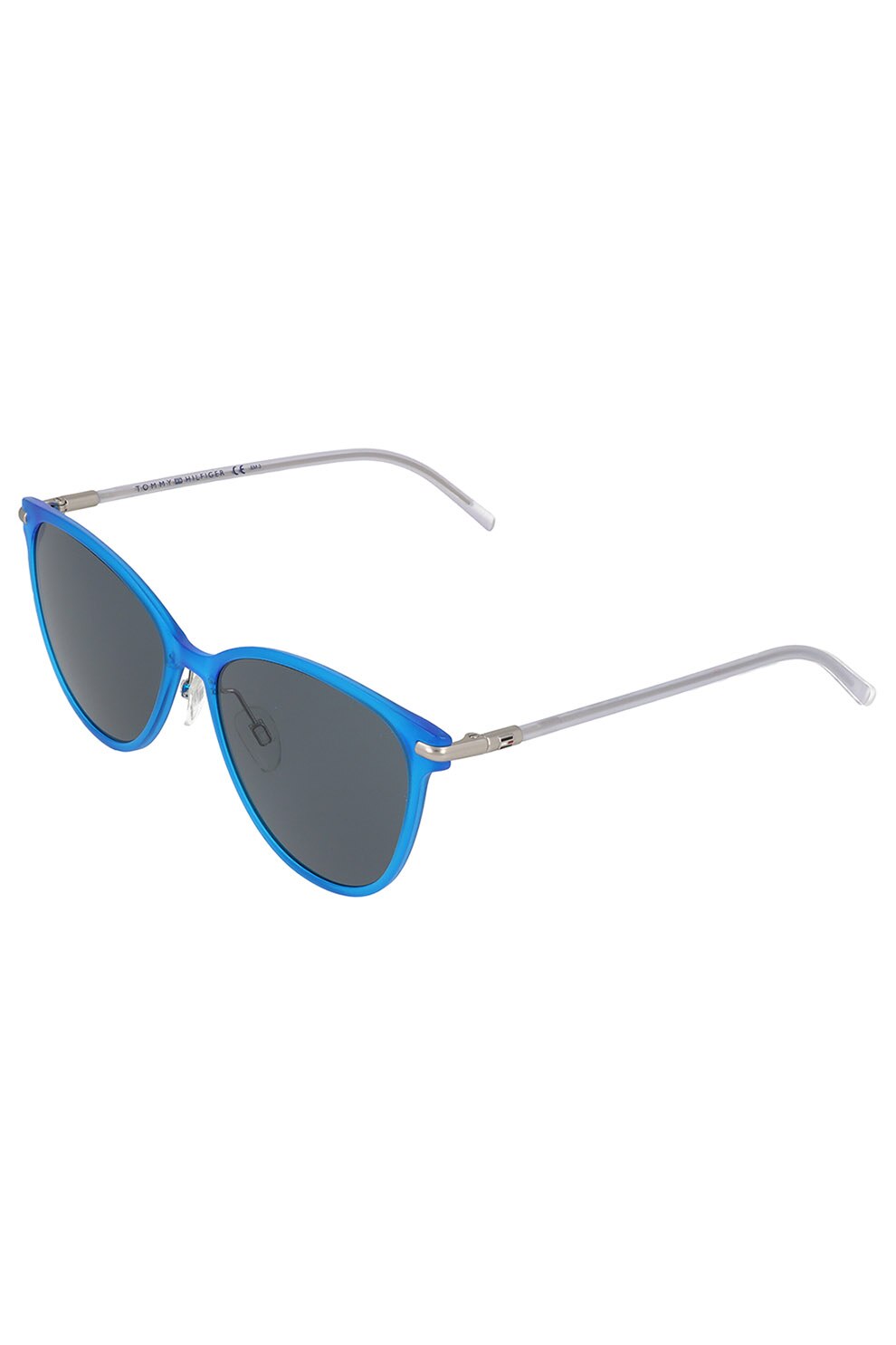 Tommy Hilfiger, Ochelari de soare cat-eye cu brate metalice, Turcoaz, 56-17-140 Standard