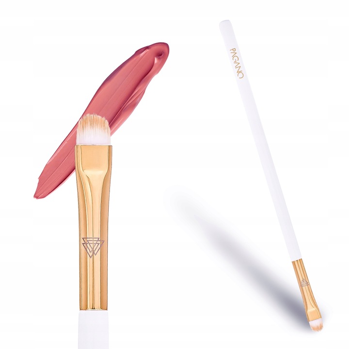 Pensula ruj PAGANO, Peri sintetici, Lemn lacuit si aur de 18 carate, Alb/Auriu