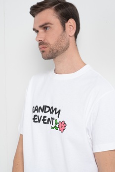 Puma, Tricou relaxed fit cu decolteu la baza gatului, Alb/Roz/Verde Puma, Tricou relaxed fit cu decolteu la baza gatului, Alb/Roz/Verde