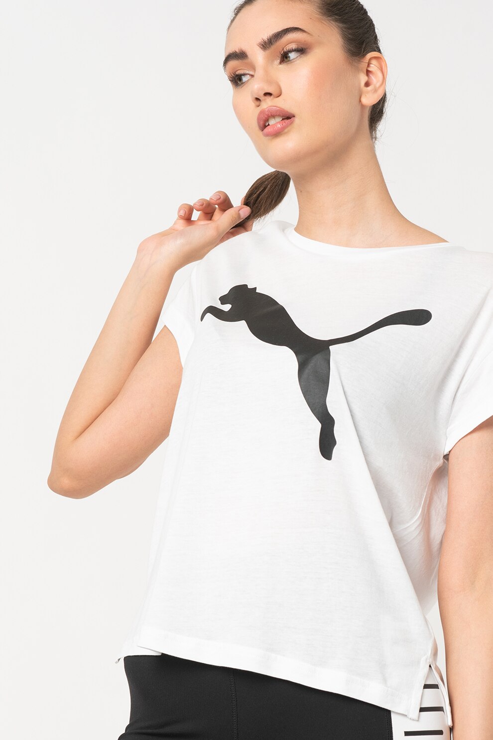 Puma, Tricou relaxed fit din amestec de modal, Alb, L