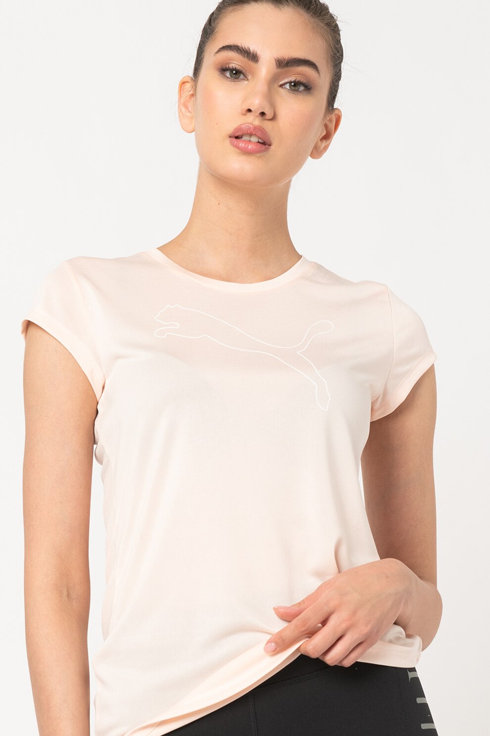 Puma, Tricou cu logo pentru fitness Active, Roz pastel