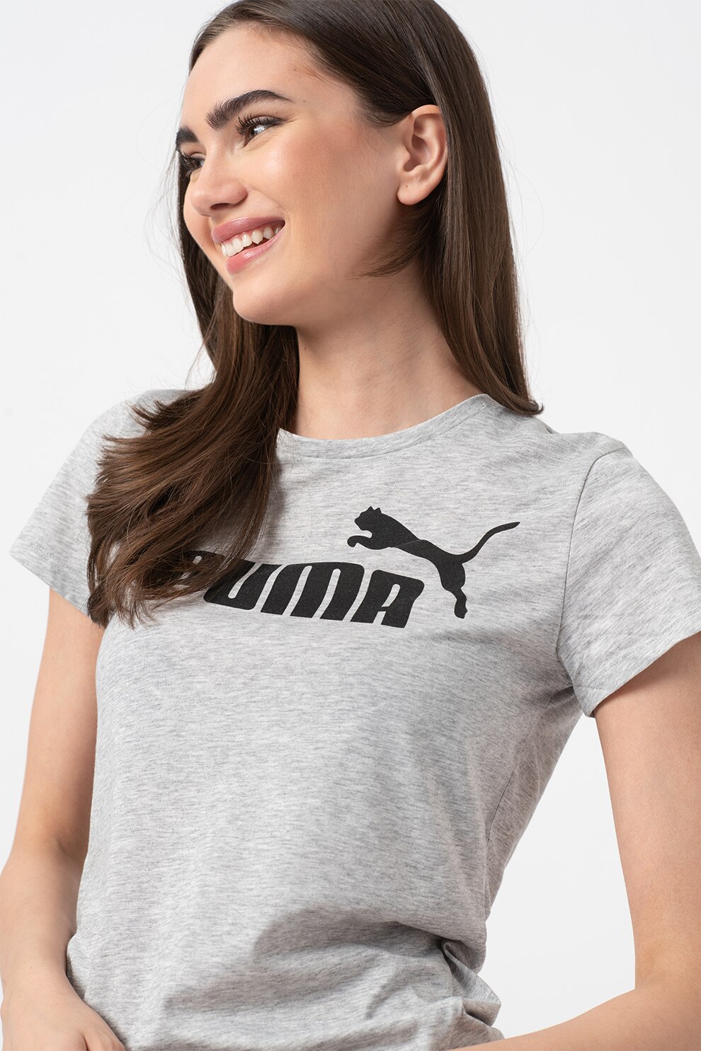 Puma, Tricou cu imprimeu logo Ess No.1, Gri melange, XL