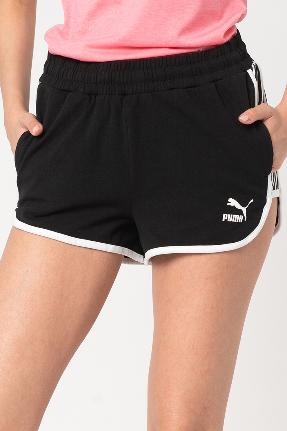 Puma, Pantaloni scurti sport cu talie elastica Clash, Negru, XS