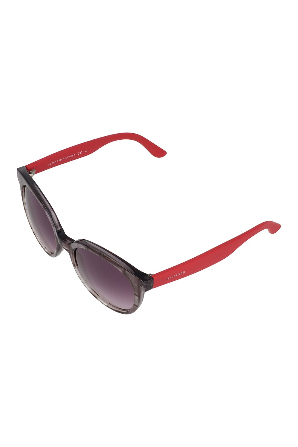 Tommy Hilfiger, Ochelari de soare cu lentile ovale, Gri inchis/Rosu, 53-20-140 Standard
