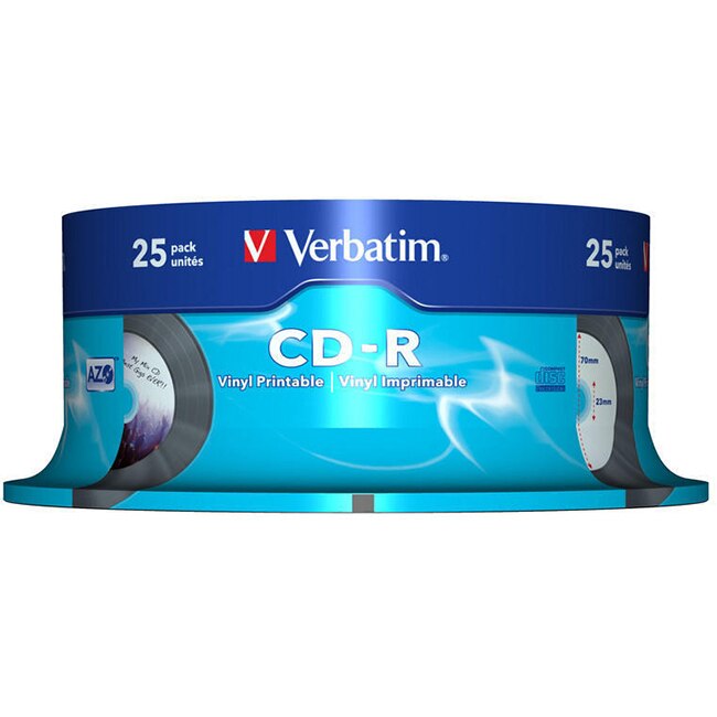 CD-R Verbatim Crystal / Super AZO 80min./700mb 52X (Printable) - 25 бр ...