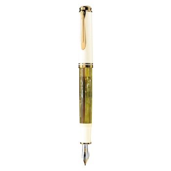 Stilou souveran m400 m,penita aur 14k,accesorii placate cu aur,corp alb-verde Stilou souveran m400 m,penita aur 14k,accesorii placate cu aur,corp alb-verde