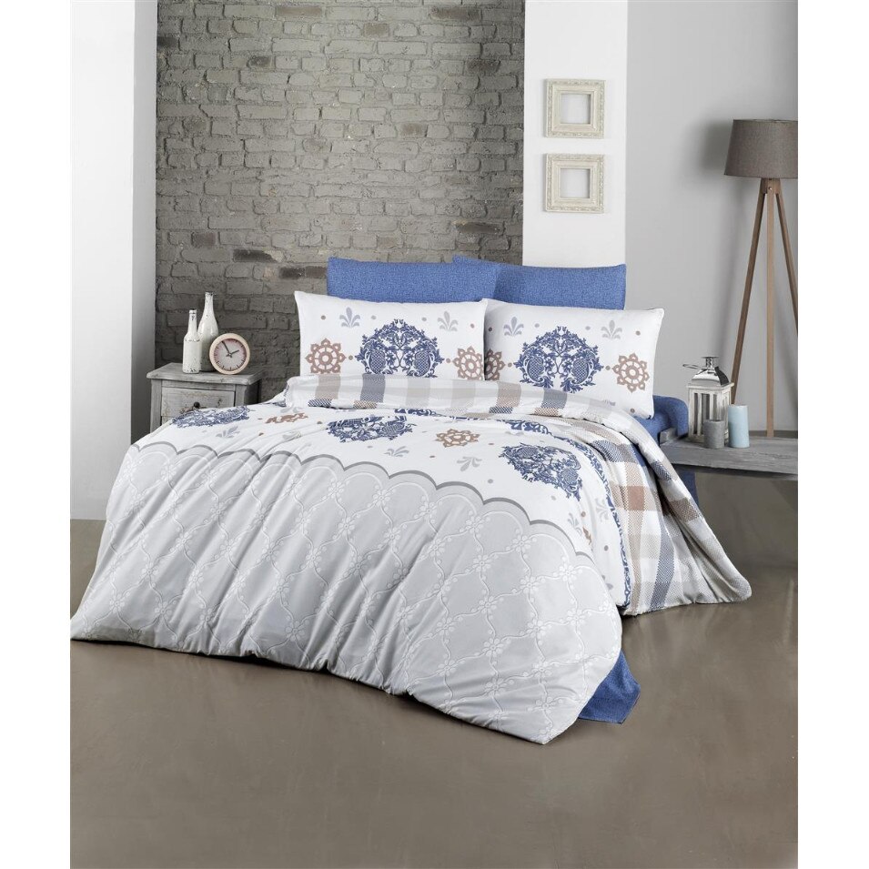 Lenjerie de pat Galina Mally Home, pentru 2 persoane, 4 piese, Polycotton, Multicolor