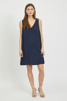 Vila, Rochie dreapta cu buzunare laterale, Bleumarin Vila, Rochie dreapta cu buzunare laterale, Bleumarin