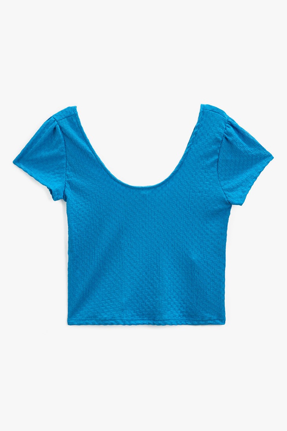 KOTON, Tricou crop cu segment elastic, Albastru