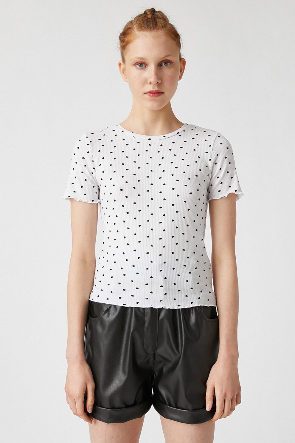 KOTON, Tricou cu inimi, Alb/Negru