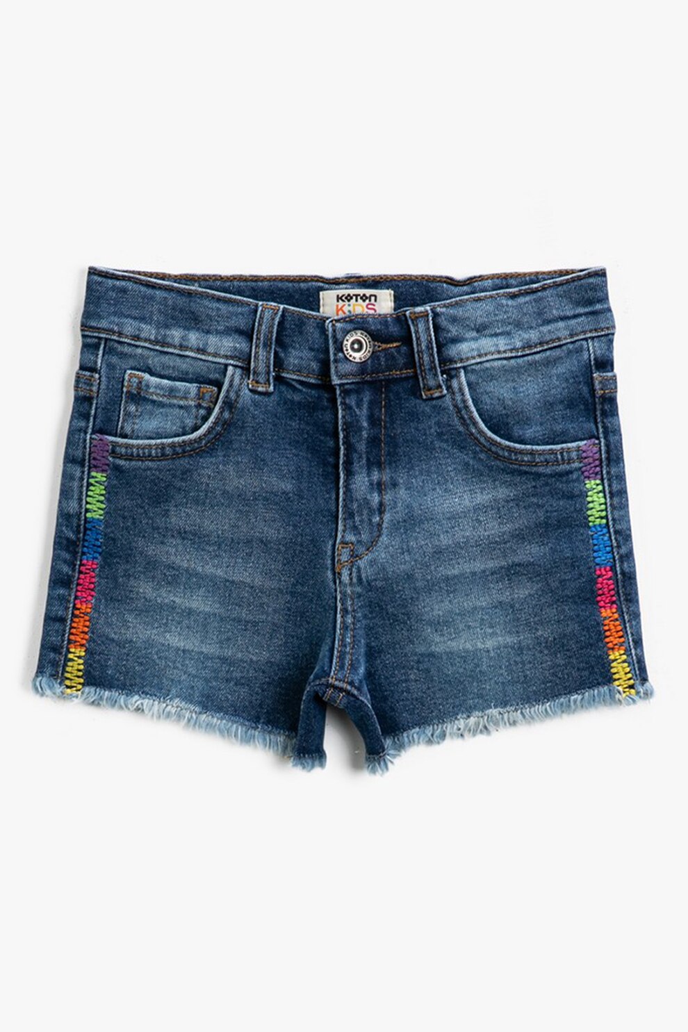 KOTON, Pantaloni scurti din denim cu margini franjurate, Bleumarin, 116-122 CM