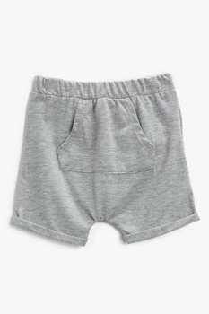 KOTON, Pantaloni scurti cu buzunar kangaroo, Gri melange, 68-74 CM KOTON, Pantaloni scurti cu buzunar kangaroo, Gri melange, 68-74 CM