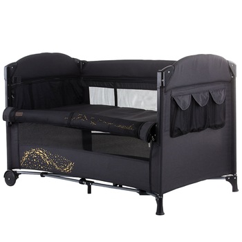 Patut pliabil Chipolino Merida carbon linen cu laterala culisanta Patut pliabil Chipolino Merida carbon linen cu laterala culisanta