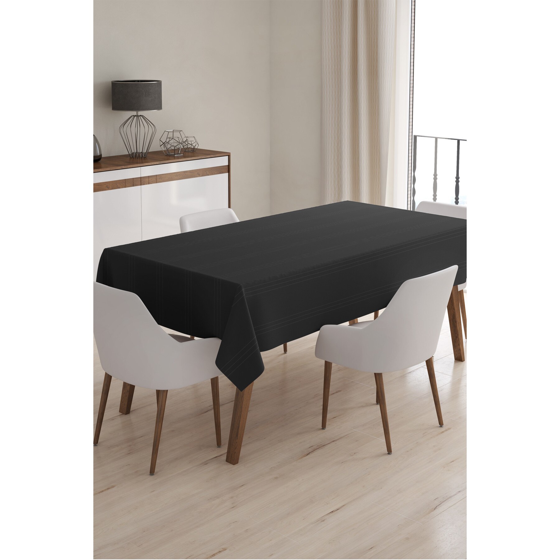 Fata de masa din poliester, Hamam Poli, 150 x 210 cm, Negru