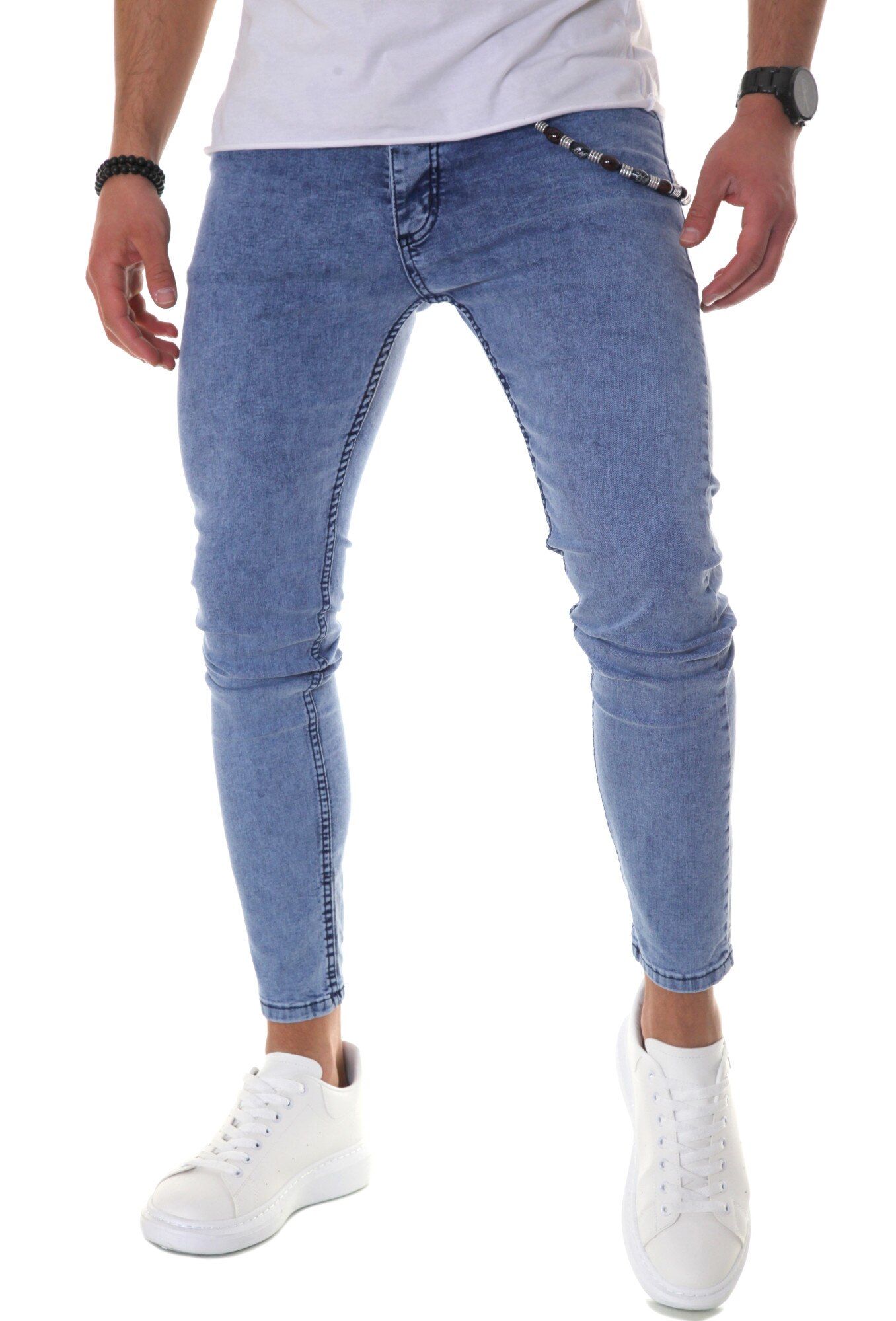 Blugi skinny, pentru barbati, model simplu