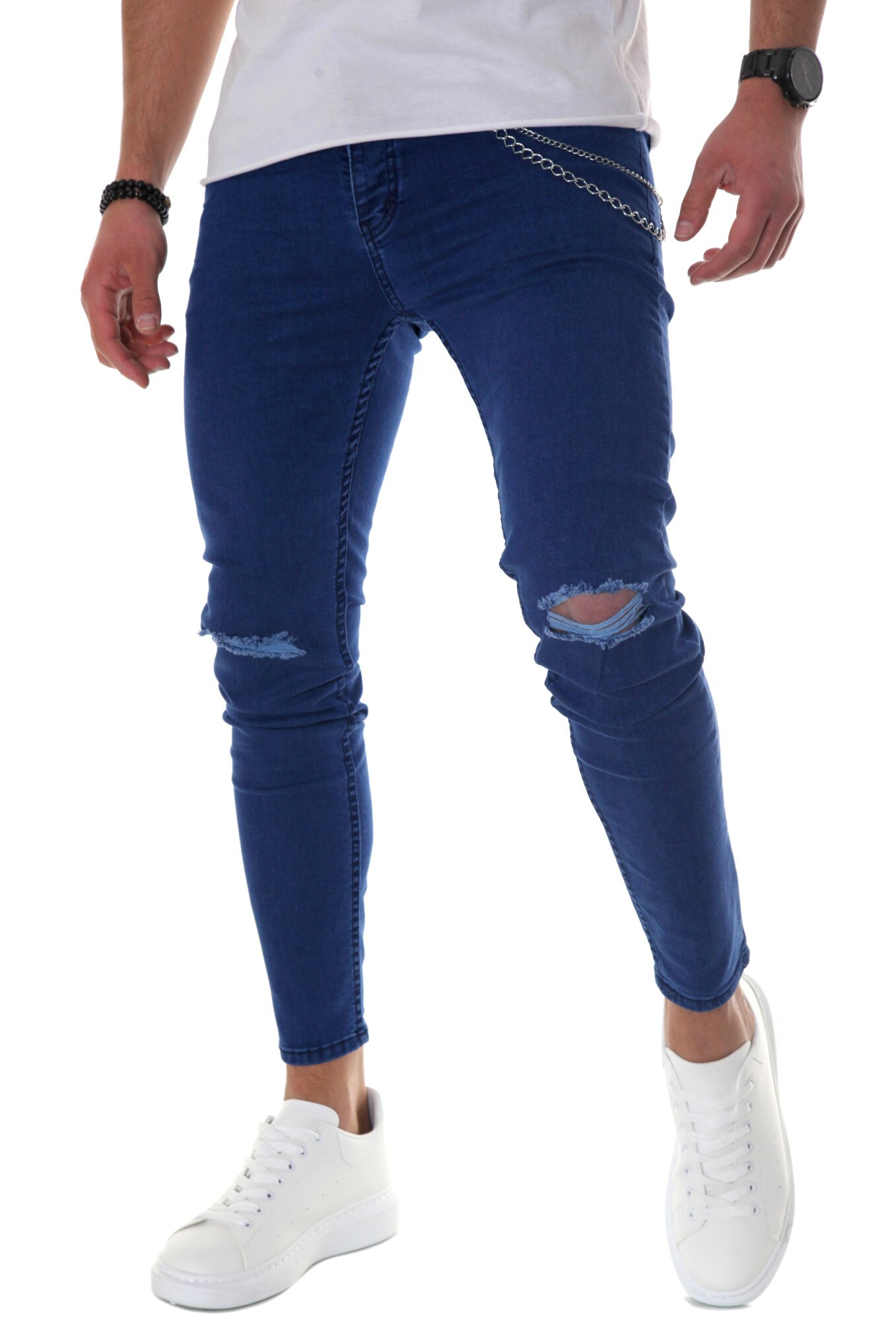 Blugi prespalati, skinny, deHaine