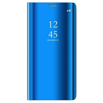 Husa Carte Clear View pentru Samsung Galaxy A12, Functie Stand, Albastru Husa Carte Clear View pentru Samsung Galaxy A12, Functie Stand, Albastru