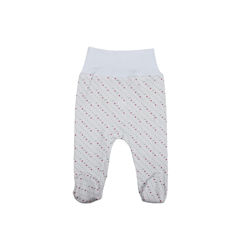 Pantaloni cu botosi, albi cu inimioare roz, Multicolor