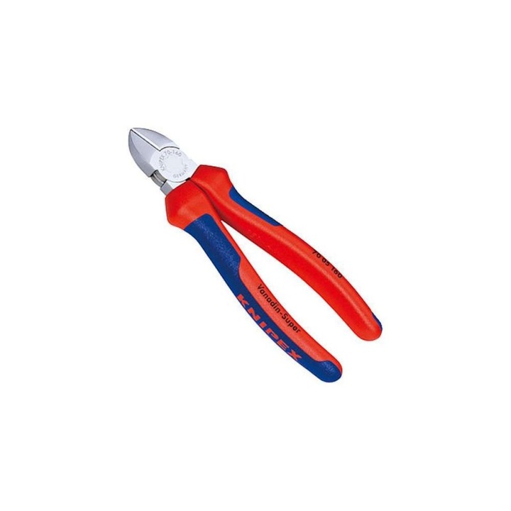 Хромирани клещи със странично нарязване и многокомпонентна дръжка, Knipex, 125 mm