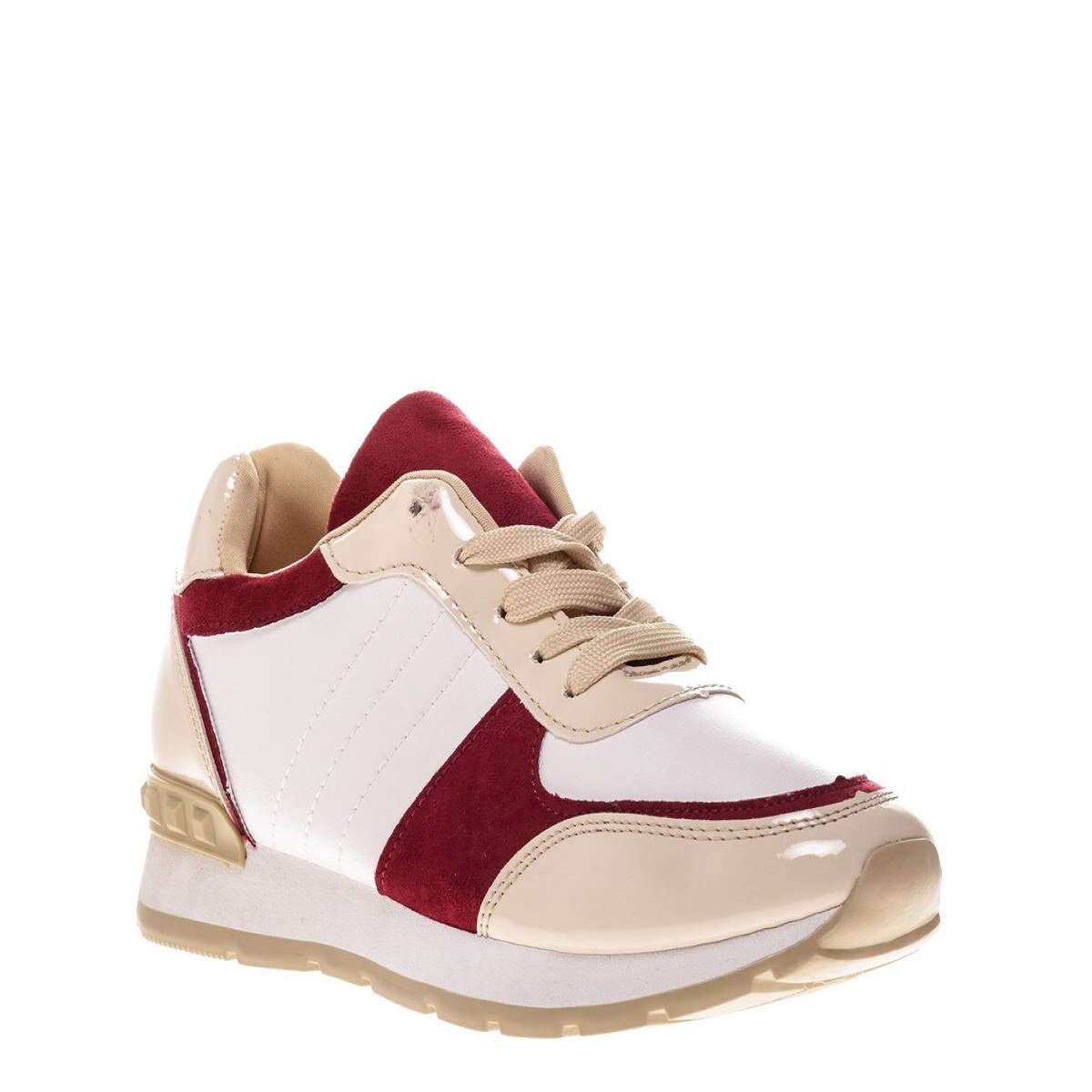 Pantofi sport dama Valeria, G-84, Multicolor, Alb/Rosu, 39