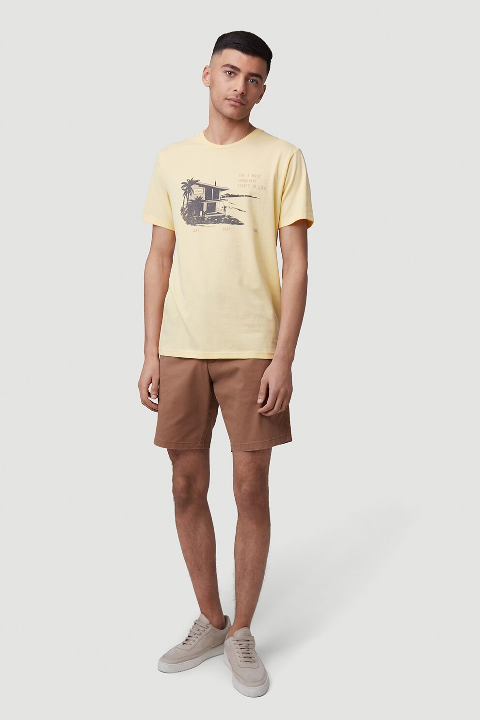 O'Neill, Tricou din amestec de bumbac organic cu imprimeu Jack, galben pal, 2XL