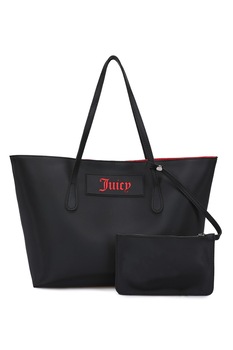 Juicy Couture, Geanta shopper de piele ecologica, Negru/Rosu Juicy Couture, Geanta shopper de piele ecologica, Negru/Rosu