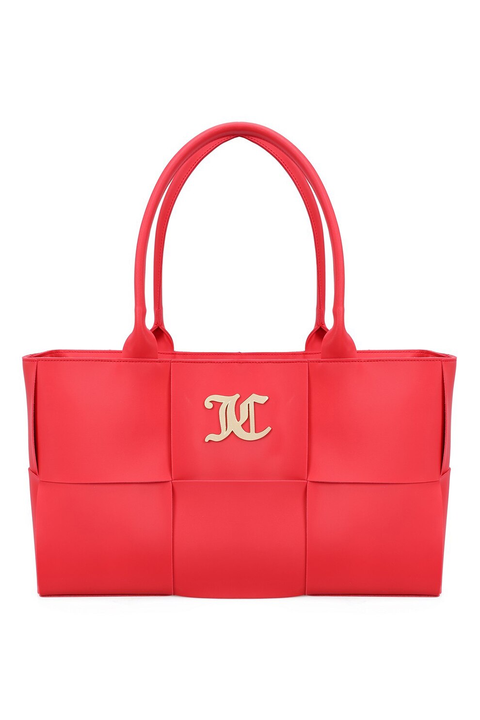 Juicy Couture, Geanta de piele ecologica cu maner si logo, Rosu vermilion