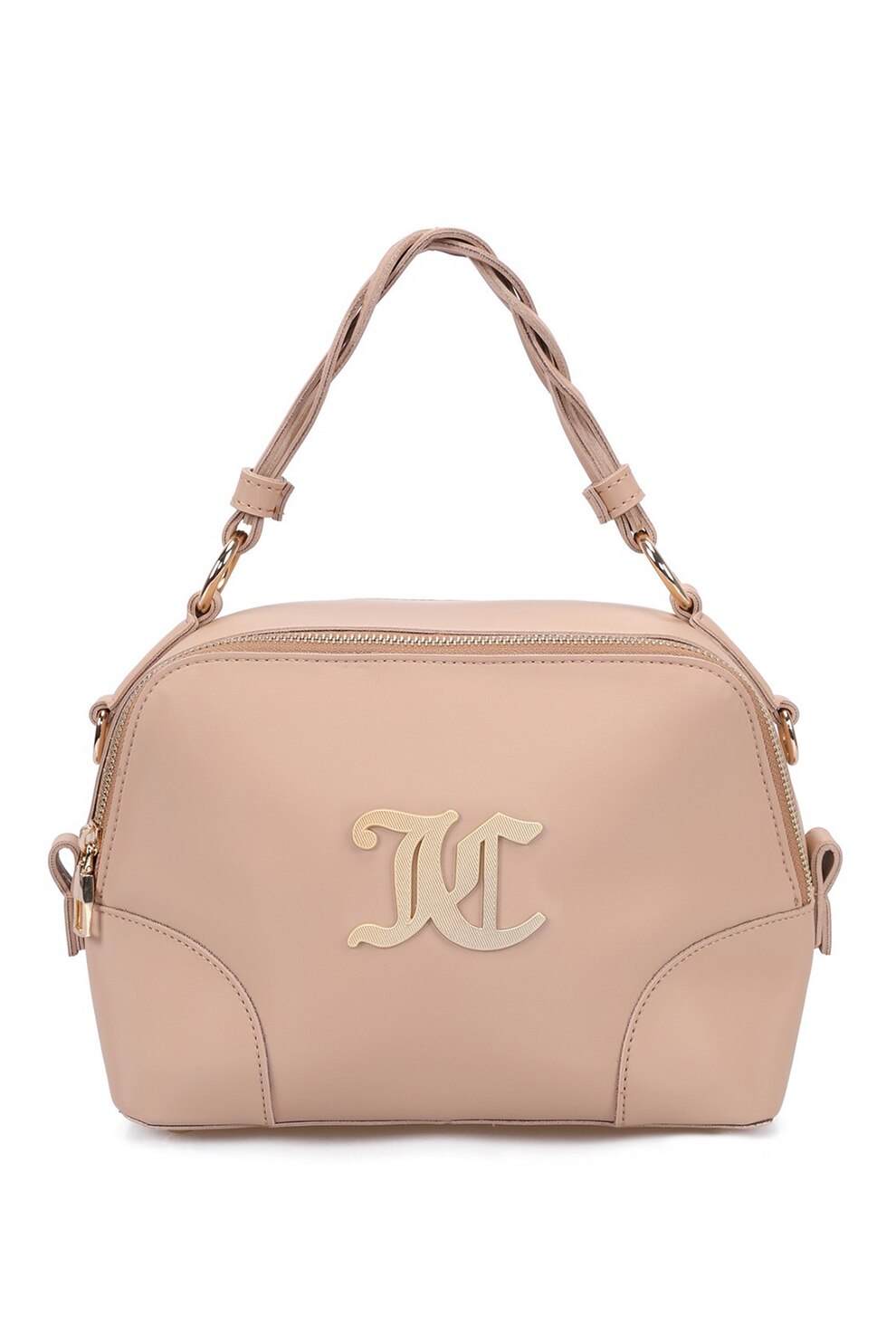 Juicy Couture, Geanta de piele ecologica cu bareta si design structurat, Piersica