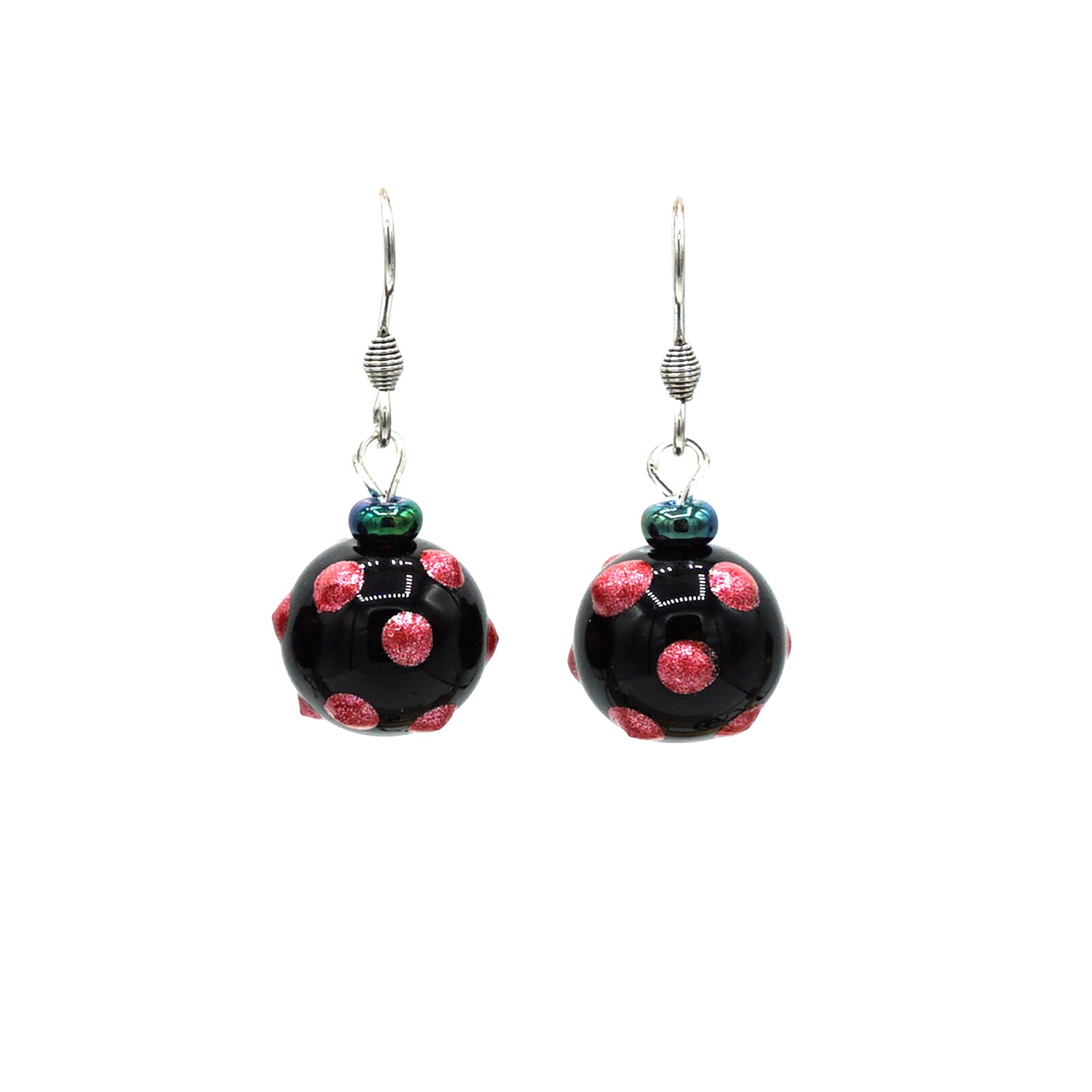 Cercei dama handmade, pictati 3D, Regalo - Buburuza, accesorii inox, cutie cadou