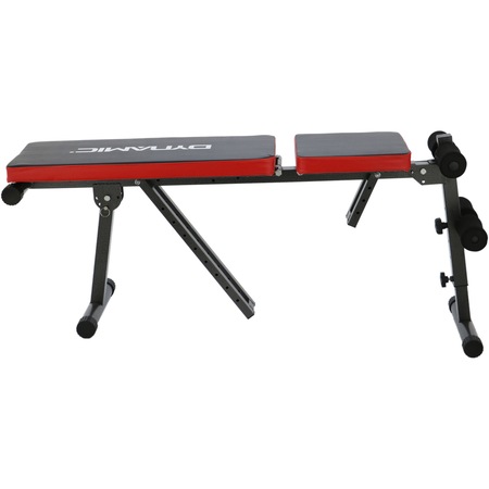 Banca multifunctionala exercitii DYNAMIC Prime, 128 x 51 x 120 cm, greutate maxima utilizator 110 kg, negru-rosu