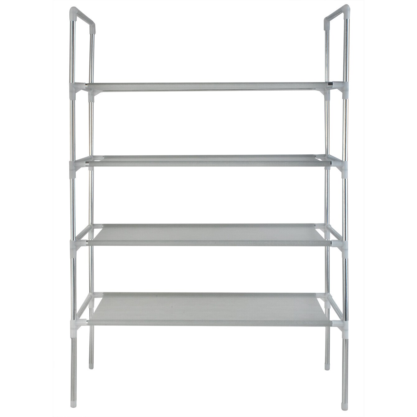 Suport pantofi Iso Trade, Extensibil, Impermeabil, 12 perechi, 4 Rafturi, Metal/Plastic, 87x60x28cm, Alb/Gri