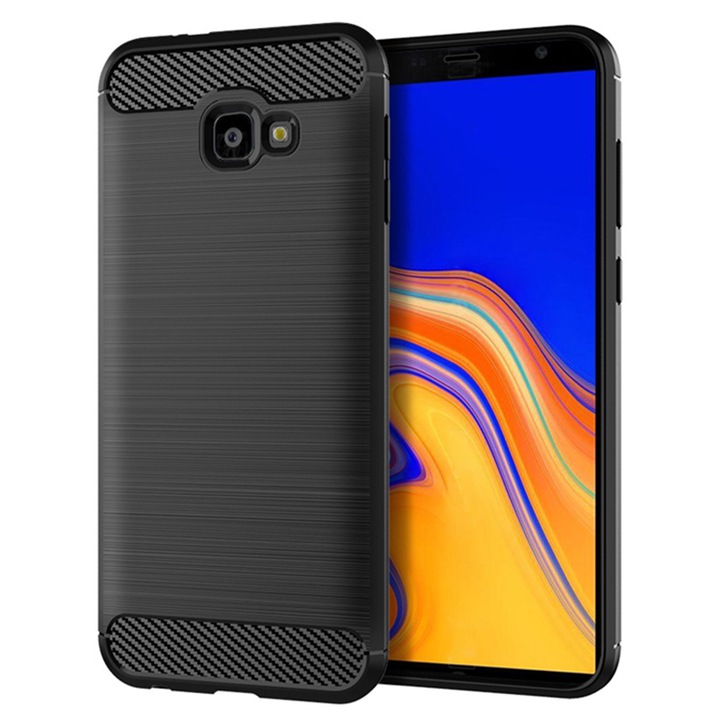 Калъф за телефон Samsung Galaxy J4 Plus, TPU Carbon, Techsuit, черен