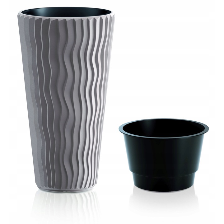 Ghiveci inalt cu insertie Sandy Slim, 22L, DPSP300, gri