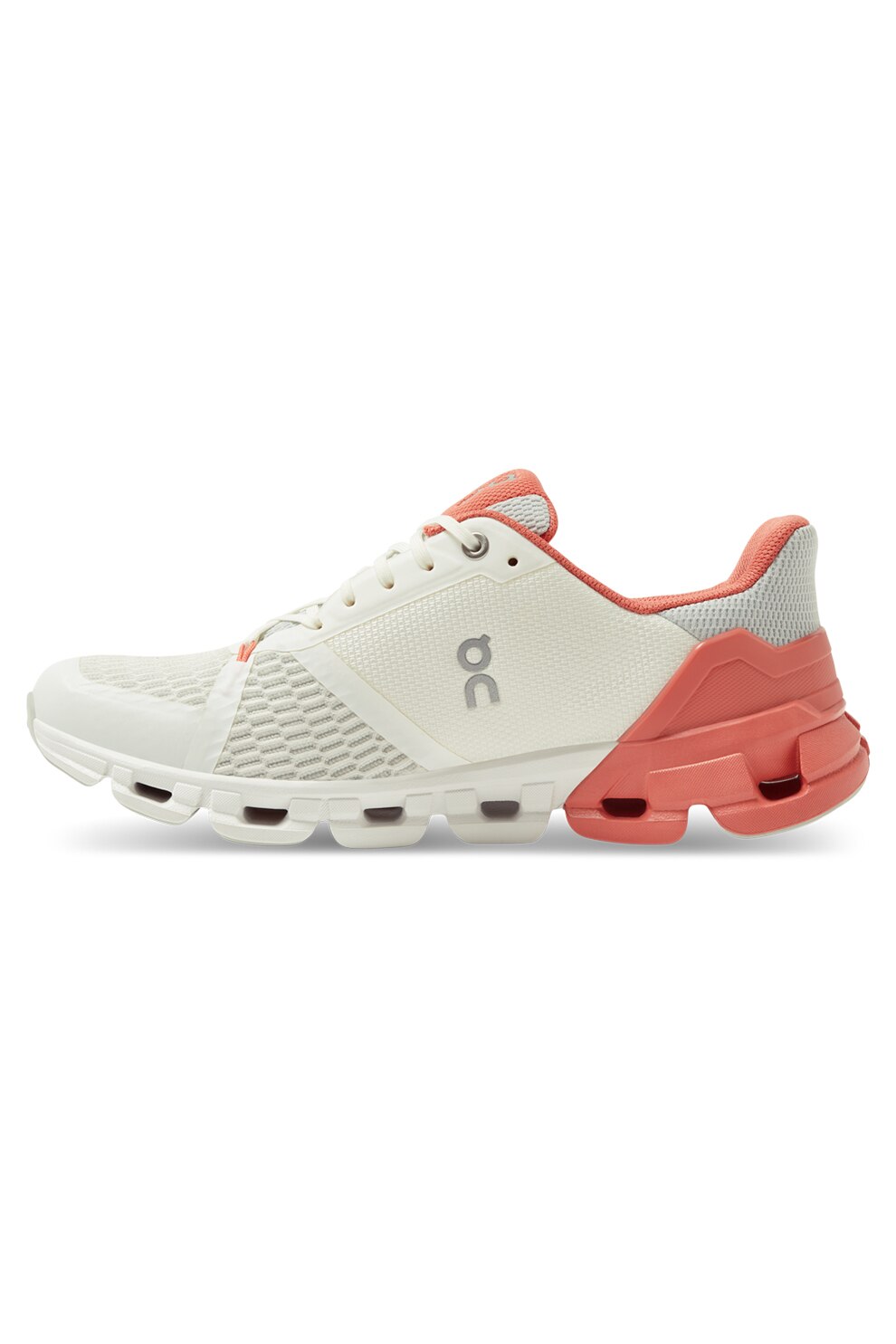 On, Pantofi impermeabili cu detalii logo, pentru alergare Cloudflyer, Alb optic/Corai, 6.5