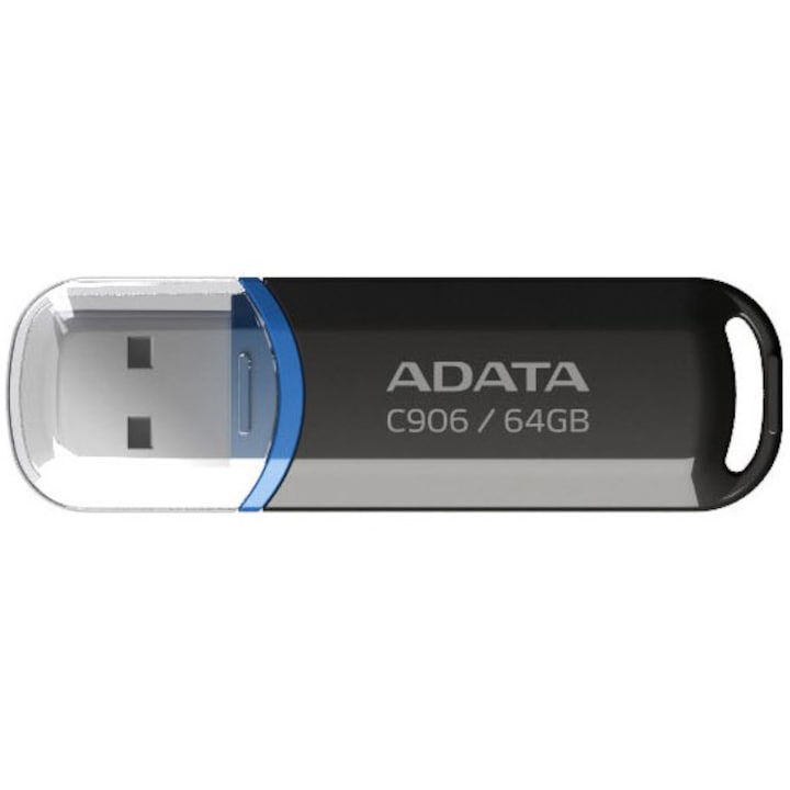 USB Flash памет ADATA C906, 64GB, USB 2.0, Черен