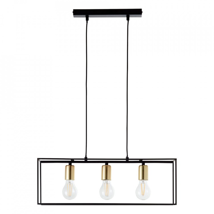 Lustra Cojom Darla 3n, modern, 3xE27, metal negru si masti dulii auriu mat