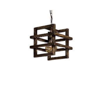 Pendul Cojom Kubo 1m, din lemn masiv, 1 bec cu dulie E27, maro antic Pendul Cojom Kubo 1m, din lemn masiv, 1 bec cu dulie E27, maro antic